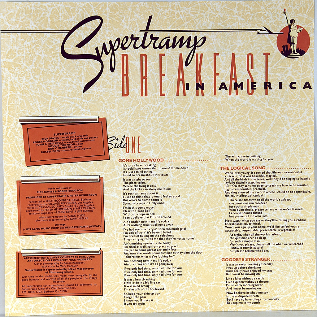 Cupids chokehold breakfast in america перевод. Supertramp Breakfast America 1979. Supertramp Breakfast in America. Supertramp белая пластинка. Supertramp пластинка СССР.