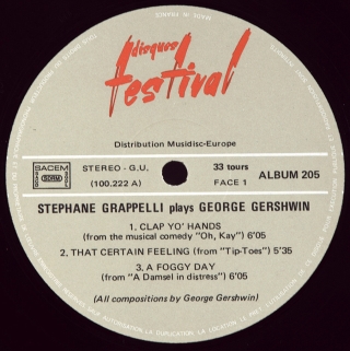 STEPHANE GRAPPELLI PLAYS GEORGE GERSHWIN