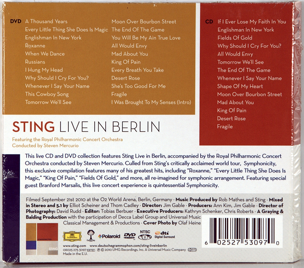 Sting fragile перевод. Live in Berlin стинг. Sting Symphonicities 2010. Sting Live in Berlin 2010. Symphonicities стинг.