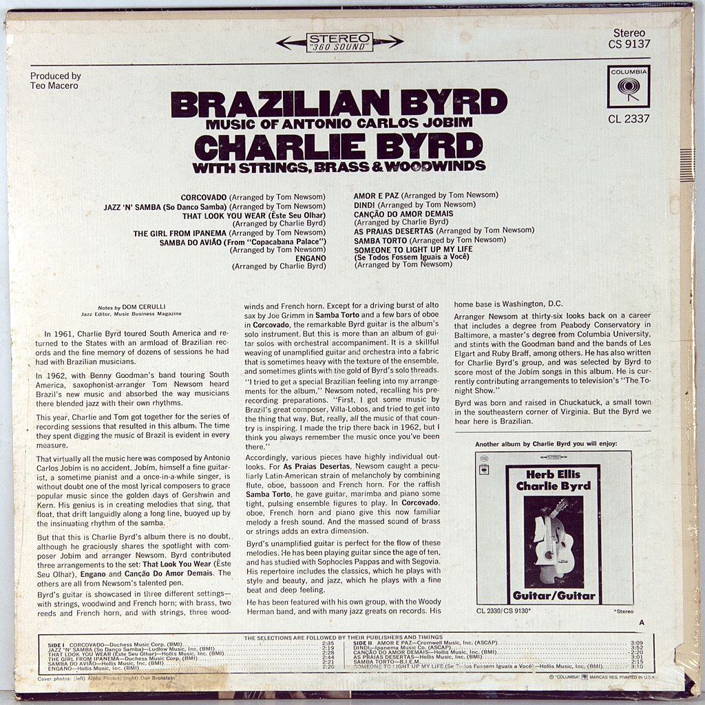 BYRD, CHARLIE BRAZILIAN BYRD (LP) Vinyl record 12