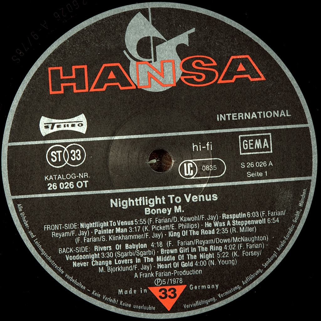 BONEY M - NIGHTFLIGHT TO VENUS - (LP) Виниловая 12" - 4675 руб